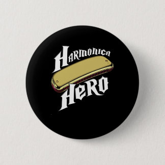 Badge Rond 5 Cm Harmonica Hero Instrument Band Blues Musique Cadea