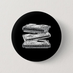 Badge Rond 5 Cm Harmonica Music Blues Instrument Cadeau acoustique