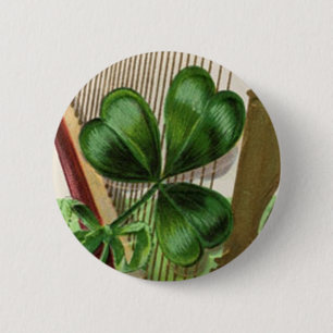 Badge Rond 5 Cm Harpe d'Erin Vintage St. Patrick's Day