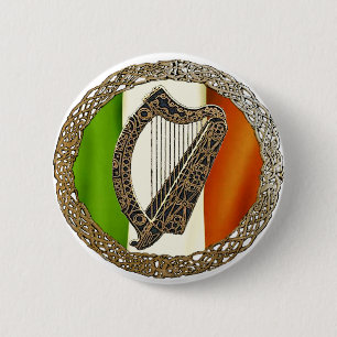 Badge Rond 5 Cm Harpe irlandaise