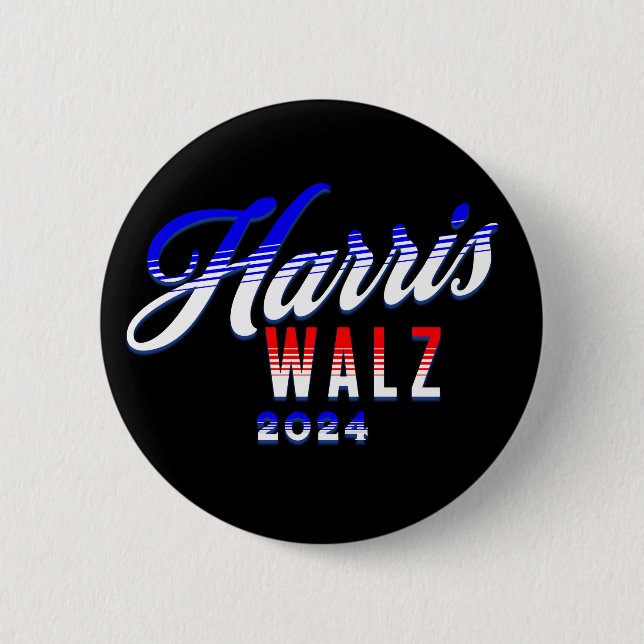 Badge Rond 5 Cm Harris et Walz Democrat POTUS 2024 (Devant)