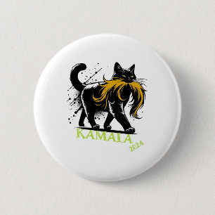 Badge Rond 5 Cm Harris Funny Retro Enfless Chat Lady Président 20