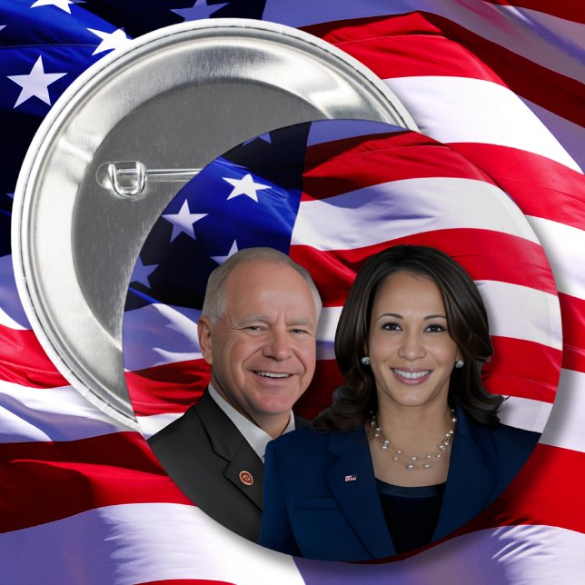Badge Rond 5 Cm Harris Waltz Photo 2024 - Kamala Harris Tim Waltz (Créateur téléchargé)