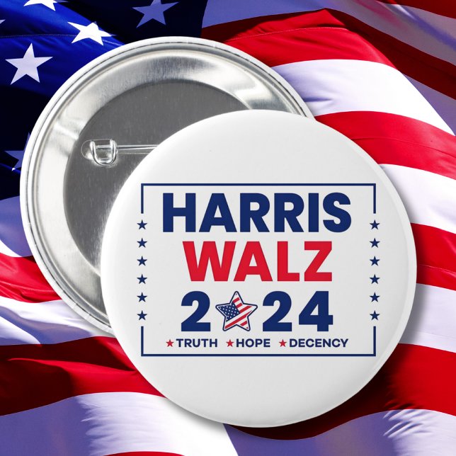 Badge Rond 5 Cm Harris Walz 2024 | Harris Walz (Créateur téléchargé)