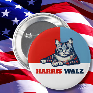 Badge Rond 5 Cm Harris Walz 2024 Manifestement Chat