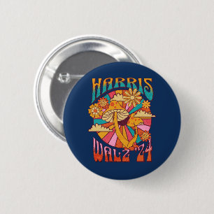 Badge Rond 5 Cm Harris Walz 2024 pour Président