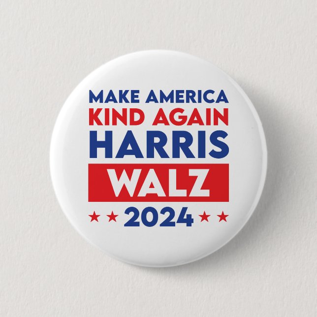 Badge Rond 5 Cm Harris Walz 2024 Rendre l'Amérique (Devant)