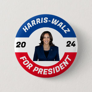 Badge Rond 5 Cm Harris Walz pour président 2024