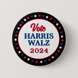 Badge Rond 5 Cm Harris Walz Vote 2024 Democrat Election