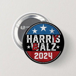 Badge Rond 5 Cm Harry Balz 2024, Drôle Politique 2024, Harris Walz