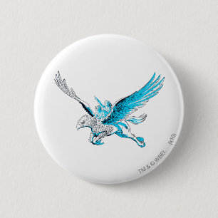 Badge Rond 5 Cm Harry et Hermione sur un Hippogriffe