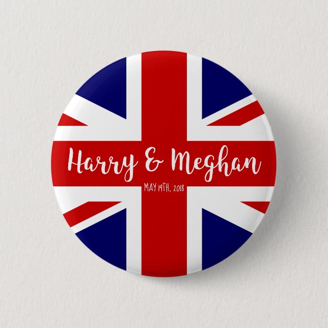 Badge Rond 5 Cm Harry & Meghan | Commémoration royale des Mariages (Devant)