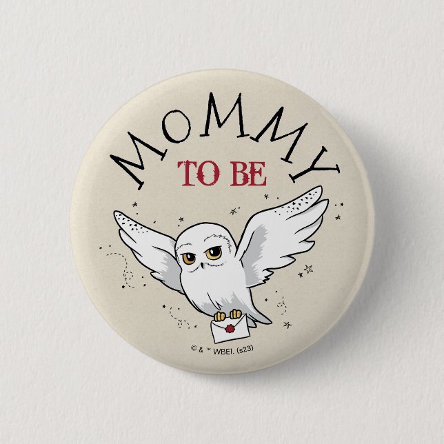 Badge Rond 5 Cm Harry Potter | Fête de Bébé Hedwig Future Maman (Devant)