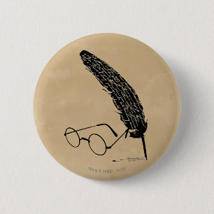 Badge Rond 5 Cm Harry Potter   Lunettes et plume