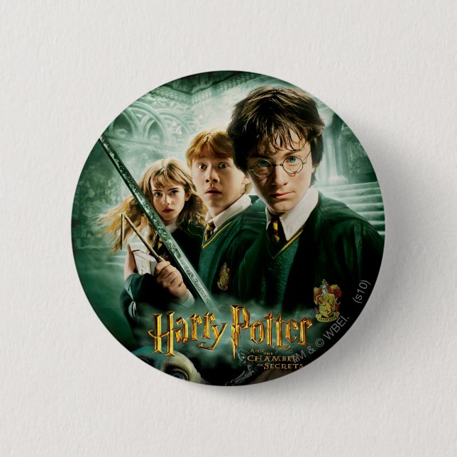 Badge Rond 5 Cm Harry Potter Ron Hermione Groupe Dobby Saisie (Devant)