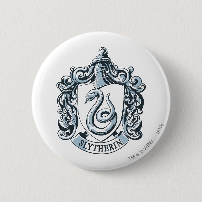 Badge Rond 5 Cm Harry Potter | Slytherin Crest - Bleu glacé (Devant)