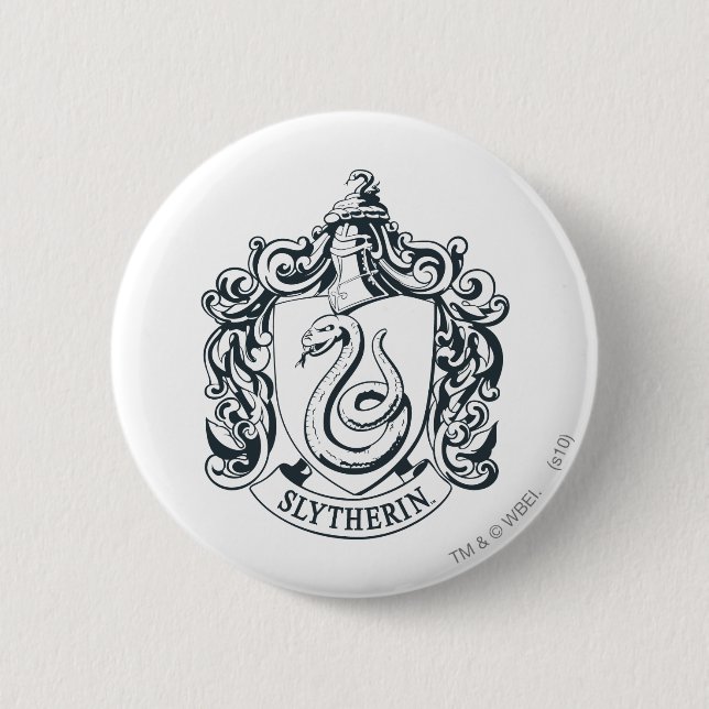 Badge Rond 5 Cm Harry Potter | Slytherin Crest - noir et blanc (Devant)