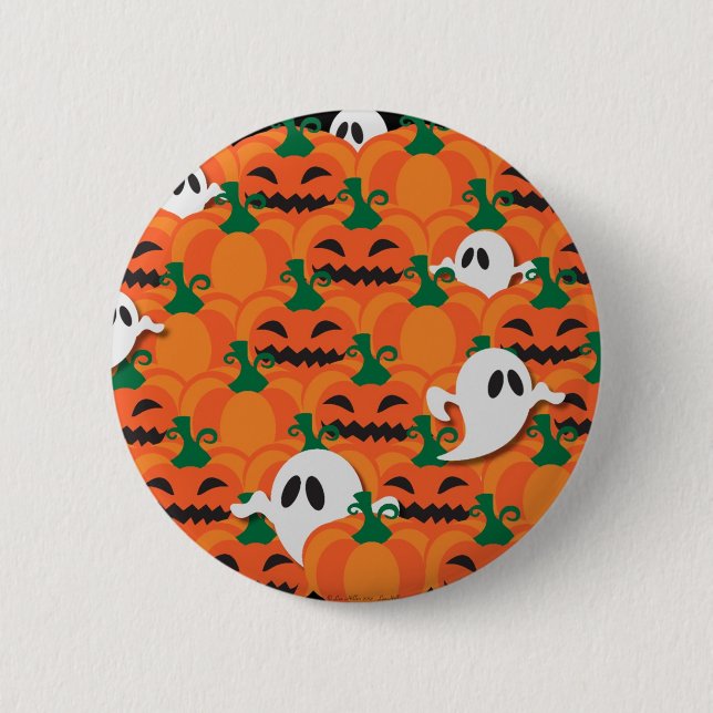 Badge Rond 5 Cm Haunted Halloween Citrouille Patch Ghosts (Devant)