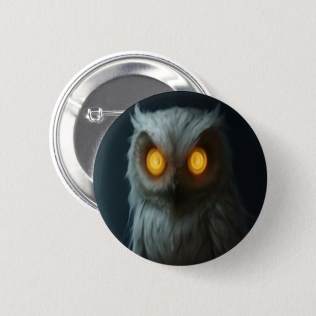 Badge Rond 5 Cm Haunted Owl Button (Devant & derrière)