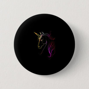 Badge Rond 5 Cm Haut de Tank Magique à Tête de Licorne Colorée