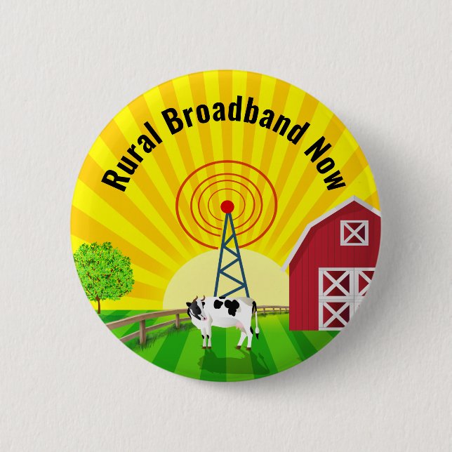 Badge Rond 5 Cm Haut débit rural maintenant (Devant)