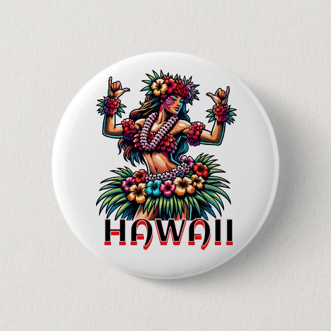 Badge Rond 5 Cm Hawaii | Hawaiian Hula Dancer (Devant)