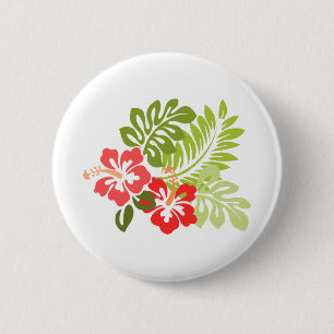 Badge Rond 5 Cm Hawaii Hibiscus Flora Fleurs Florales Florales Fle