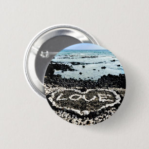 Badge Rond 5 Cm Hawaii plage de sable noir amour corail coeur phot
