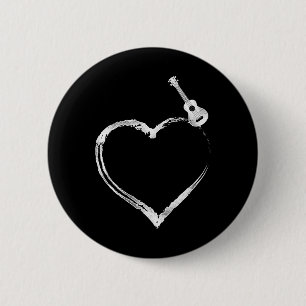 Badge Rond 5 Cm Hawaiian Ukulele Uke Heart