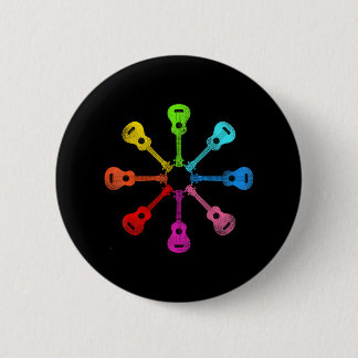 Badge Rond 5 Cm Hawaiian Ukulele Uke Rainbow Ukulele