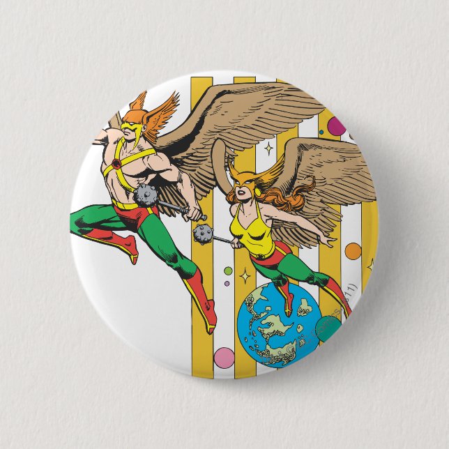 Badge Rond 5 Cm Hawkman et Hawkwoman (Devant)
