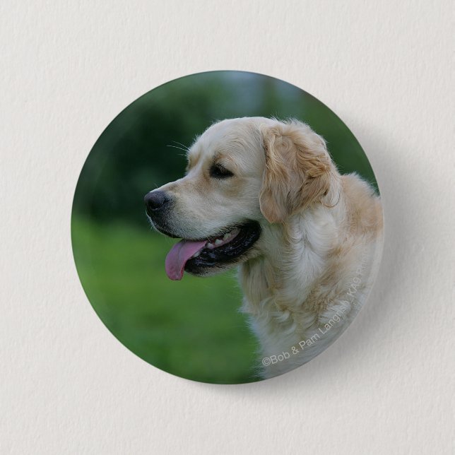 Badge Rond 5 Cm Headshot 2 2 de golden retriever (Devant)
