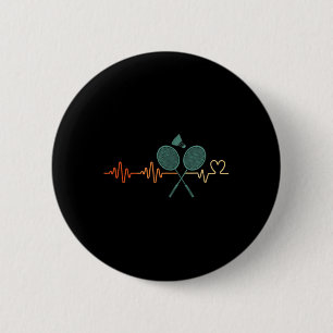 Badge Rond 5 Cm Hearbeat Volant de badminton Racket Retro Player G