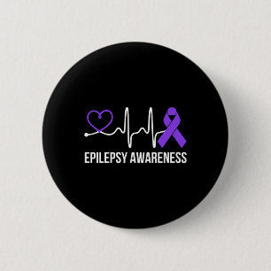 Badge Rond 5 Cm Heart-beat Epilepsy Sensibilisation à l'épilepsie