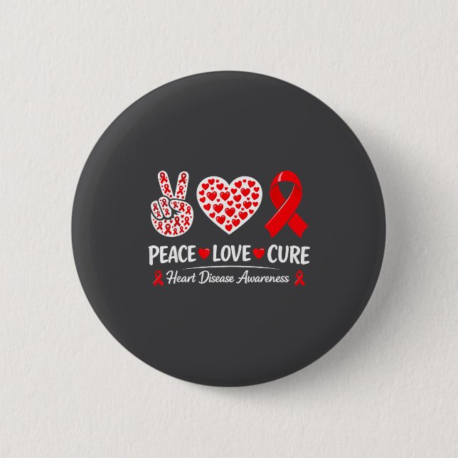 Badge Rond 5 Cm Heart Disease Awareness  (Devant)