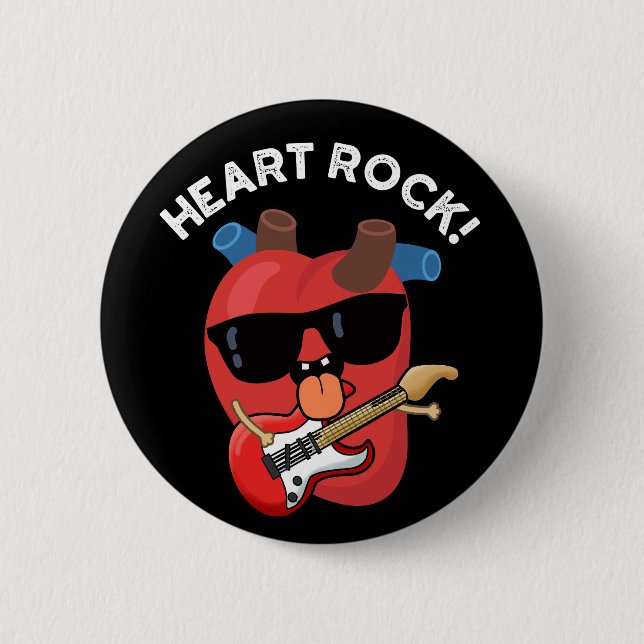Badge Rond 5 Cm Heart Rock Funny Music Pun Dark BG (Devant)