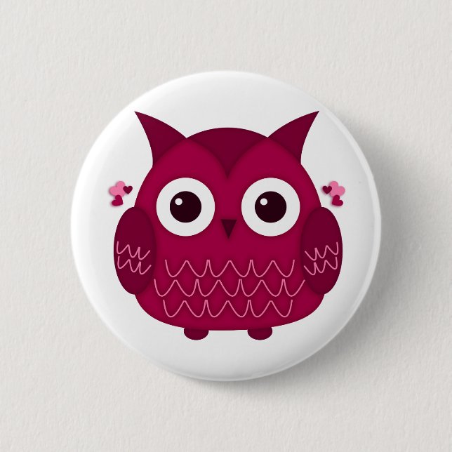 Badge Rond 5 Cm Heart the Pink Owl (Devant)