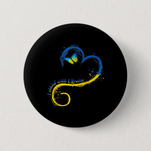 Badge Rond 5 Cm Heart Ukraine Butterfly Ukrainian Flag I