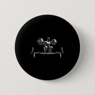 Badge Rond 5 Cm Heartbeat Ecg Bodybuilder Weightlifting Weightlift
