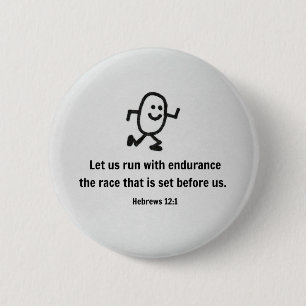 Badge Rond 5 Cm Hébreux 12:1 Courons avec endurance...