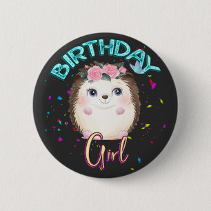 Badge Rond 5 Cm Hedgehog Birthday Girl Party Gifts