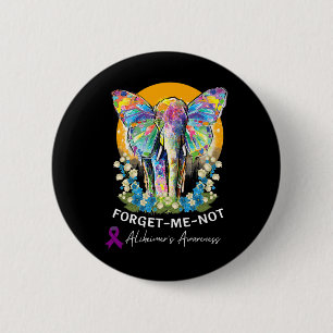 Badge Rond 5 Cm Heimerheimer Elephant Oubliez-moi-pas Heimerheimer