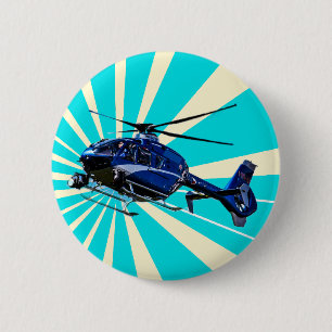 Badge Rond 5 Cm Hélicoptère