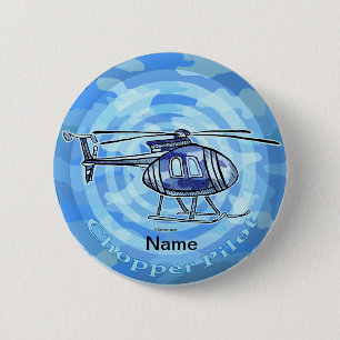 Badge Rond 5 Cm Hélicoptère Blue Sky