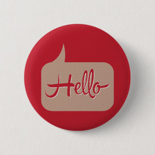 Badge Rond 5 Cm Hello Speech Bubble Red