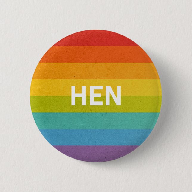 Badge Rond 5 Cm Hen Pronomen Straight Rainbow (Devant)