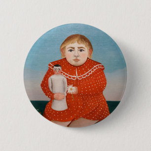 Badge Rond 5 Cm Henri Rousseau - Enfant avec poupée