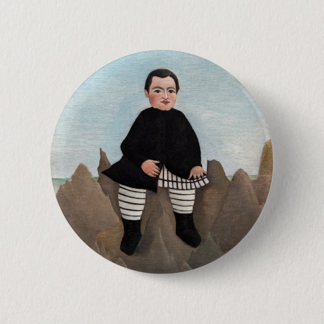 Badge Rond 5 Cm Henri Rousseau - Garçon sur les rochers (Devant)