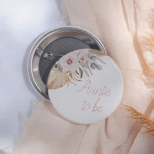 Badge Rond 5 Cm Herbe des Pampas Fête Prénatale Bohème Tatie à Ven