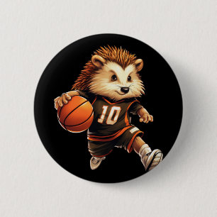 Badge Rond 5 Cm Hérisson de basket-ball